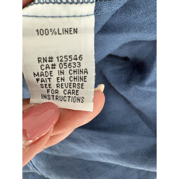 Habitat 100% Linen Blue Women's Top Mother of Pearl Buttons Swing Bottom SMALL - Picture 16 of 16